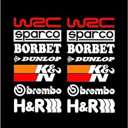 ISEE 360® 14 PCs WRC Racing Sponsors Logo Car Exterior Graphics Sticker for Sides Hoods Bumper Bonnet Window Door Decorative Stylish Sporty Vinyl Decal Stickers Multicolored (Red)-picture-28