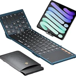 ProtoArc Foldable Keyboard with Touchpad, XK01 TP Folding Portable Keyboard, Full Size Keys, Large Trackpad Bluetooth Travel Keyboard for iPad, iPhone, Laptop PC Tablets - Blue-image-45