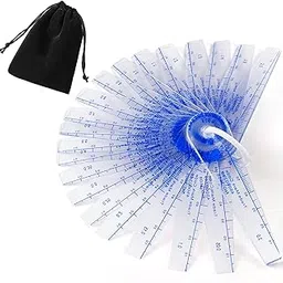 Trandraft 1 Set Plastic Feeler Gauge 0.05mm to 3mm Metric Gap 21 in 1 Measurement Tool 21 Leaf with Black Velvet Storage Bag for Automobiles, Electronics Industry Measuring Gap-picture-61