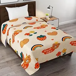 FRESH FROM LOOM Summer Collection Microfiber Cartoon Printed Single Bed Blanket for Kids | Soft Comforters for Children | Dohar for Kid Boys & Girls | Summer Blanket (60x90 in | Cream) | TC - 144-image-94