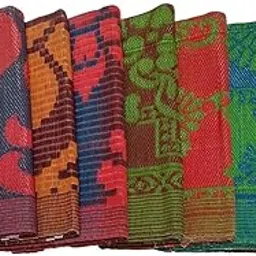 Kishi Export Quality Plastic Crush Chatai (Red , Multicolour , 6x9 feet) image 1