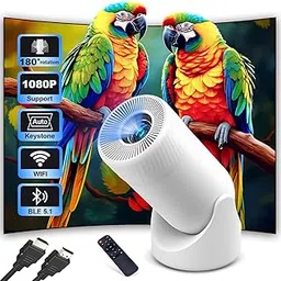 Fire Resistant Mini Projector with WiFi & Bluetooth, 1080P Supported, 300ANSI, Auto Keystone, 200" Display, Portable Phone Projector for iPhone, Android, TV Stick, HDMI, USB image 1