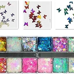 s.a.v.i 1PC. Nail Art Decorations Palette DIY Nail Art Accessories For Manicure (#3- Sequin in Butterfly Shape)-picture-20