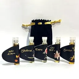 AL MEEM Luxury perfumer gift set Attar 2 ml Each of 5 pice oud u.p 47.Shohrat.Esara.Ambar.sanobar unisex premium long lasting fragrance Alcohol free-image-0