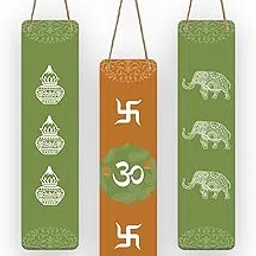 Ranovaa Wooden Wall Hanging Religious Decor | Om, Kalash & Elephant Design with Swastik Symbols | MDF Traditional Hindu Wall Accent for Pooja Room | Mandir | Balcony | Entrance (DWA_8105)-image-44