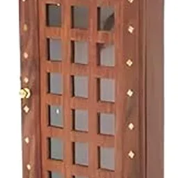 BELONGINGS Wooden Key Holder/Keychain Holder- Decorative Items for Home Decor | Wooden Key with Glass Front | Handmade Wall-Mounted Key Box | Traditional Indian Home Decor (12 x 6) inch.-picture-58