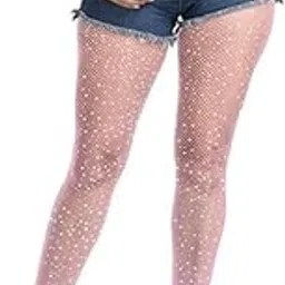 jemego Women's Sparkle Rhinestone Fishnets, Sexy Sparkly Glitter Party Concert Outfit Fishnet Stockings-picture-36