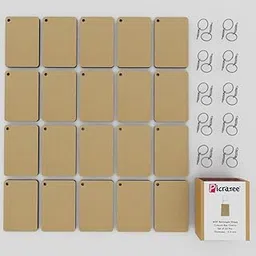 PICRAZEE DIY Wooden Plain MDF Key Chains for Wood Sheet Art &Craft, Painting, Decoupage, Resin Art Work, Mandala, Decoration, Fluid Art (20 Pcs) (Rectangle 20)-picture-14