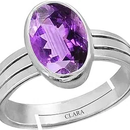 clara Amethyst 3cts or 3.25ratti 92.5 Sterling Silver Adjustable Ring for Men-picture-40