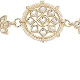 i jewels Gold Plated Traditional Floral Kundan & Pearl Sheeshphool Matha Patti Sheeshpatti For Women (T2202W)-picture-27