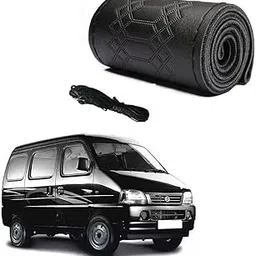 Car Steering Wheel Cover with Needle Thread Leather Sleeve Anti-Slip Breathable Full Black Color Suitable for Maruti Suzuki Versa-picture-32