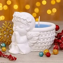SATYAM KRAFT 1 PCS Angel Design Scented Wax Candle – White Angel Jar with Blue Wax for Home Decor, Gift Purpose, Tealight, Aroma Candle, Decorative Fragrance Candle, Romantic Lighting (Blue)-image-73