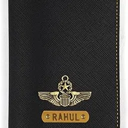 the junket Personalized Passport Cover for Men and Women | Customized Travel Accessories Organizer | Vegan Leather Passport Cover | Unisex Handcrafted Gift (Black)-picture-25