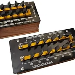 SBT Instruments Resistance Box (1-100) and (1-500 Ohms) Brass Block, plug type for School and College Labs pack of 2-image-24