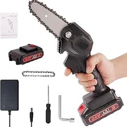 24V Cordless Rechargeable Chainsaw – 5-Inch Mini Electric Chain Saw | Lightweight One-Hand Operated Battery Powered Cutter for Tree Branch, Wood Cutting, Garden Trimming Tool-image-67
