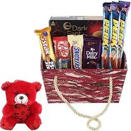 SFU E Com Full Of Chocolates With Premium Handle Basket | Valentine Teddy Bear With Chocolate Combo | Valentine Chocolate Hamper | 785-picture-32