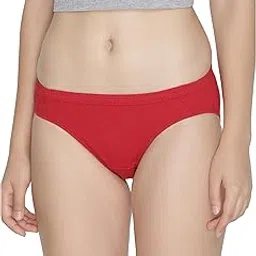 Infinite Trends Women's Pure Cotton Inner Elastic Solid Mid Rise Bikini Panties - Red-picture-51