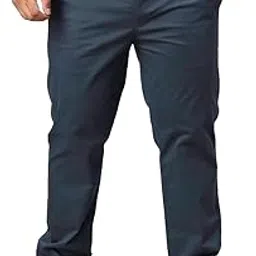 Men’s Solid Cotton Stretchable Trousers | Plus Size & Regular Fit | Twill Lycra Pants for Casual, Formal & Semi-Formal Wear-image-11