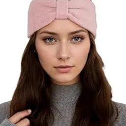 Winter Women Bow Knot Headband Knitted Woolen Head Wrap for Kids Girls Turban Crochet Chunky Cable Hair Band Accessories Ear Warmer (Pink)-picture-38