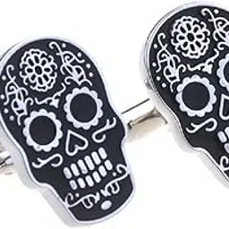 mrcuff Skull Day of The Dead Dia de Los Muertos Halloween Pair of Cufflinks in a Presentation Gift Box & Polishing Cloth, microfiber-picture-46