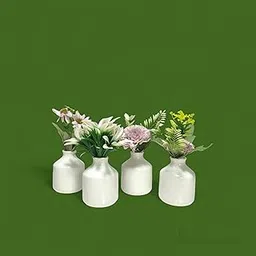 Ceramic Small Vase Home Decor Center Table Bedroom Living Room and Office Decoration (Without Flower) (White) Pack 4-picture-18
