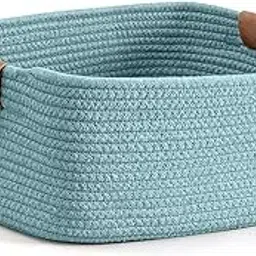 Natural Jute Storage Gift Basket, Rectangle, Wedding Packaging Organizer Box Jute Basket Handwoven Eco-Friendly Storage Basket Bins Organizer (12 * 8 * 6 inch) (Medium, Aqua)-picture-47