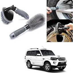 Auto Addict Combo Car Tyre Cleaner Wheel Tire Brush and Alloy Brush for Mahindra Scorpio Old-image-69