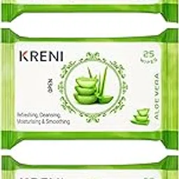 KRENI Clean & Glow Makeup Remover Wipes Pack of 3 (25 Sheets Each) – Cleansing & Hydrating Facial Wipes for Instant Face Cleaning, Soft & Fresh Skin, Glowing Beauty Wet Wipes for All Skin Types (Aloevera, pack of 3)-picture-27