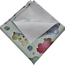 ecosoft Pookie® Plastic Sheet | Rubber Sheet for Babies | Bed Wetting Protector | 0-12 Months | 90 x 90 cm (Green Dinosaur)-picture-3
