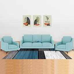 Modern 3-Piece Living Room Furniture Set | Aqua Blue Sofa & 2 Armchairs | Contemporary Design with Metal Legs | Comfortable Home Seating for Living Room, Lounge & Apartment Interiors-image-36