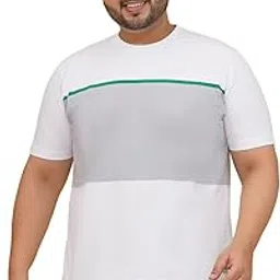 john pride Plus Size Men Regular Fit Striped White Stretchable Round Neck T-Shirt (PJPTSR32389_White)-picture-53