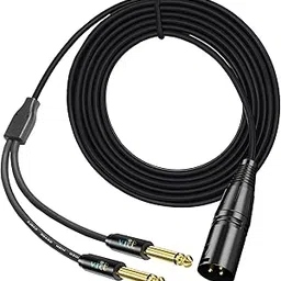 VRCT [ 1.5 Meter XLR 3-Pin Male to 2 x Mono 6.35 Male Cable XLR Male to Dual TS 1/4 Stereo Splitter Cable 3-Pin XLR to Dual 6.35mm Mono Y Splitter Conversion Extension Audio Cable-picture-16
