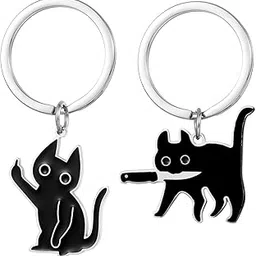 pmeixcy 2Pcs, Cat Keychain, Stainless Steel Keyrings & Keychains, Bag Charms for Handbags and Car Keychain, Black It Is So Cute It Can Be A Cat Lover Gift For Someone Who Loves Cats Very Cute Cat Stuff-picture-51
