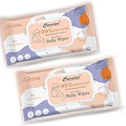 Cursive Soft Cleansing Baby Wipes with Lid | 80 Wipes x Pack of 2 - 160 Wipes | Extra Thick & Moist Wet Wipes for Baby's | Prevents Rashes & Redness with Goodness of Aloe Vera, Vitamin E & Coconet Oil | baby wipes | wipes for baby | baby wipes combo pack | wet wipes for baby |baby wipes with lid |-picture-24