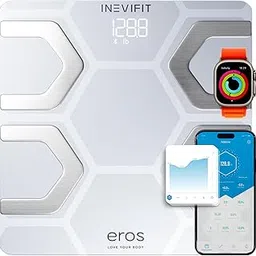 INEVIFIT EROS Bluetooth Body Fat Scale Smart BMI Highly Accurate Digital Bathroom Body Composition Analyzer with Wireless Smartphone APP 400 lbs 11.8 x 11.8 inch (White)-image-43