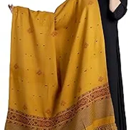 Ravaiyaa - Attitude is everything Hand Woven Pure Wool Kashmiri Shawl, Soft and Warm Stylish Wraps, Faux Pashmina For Women's (Mustard Yellow)-picture-27