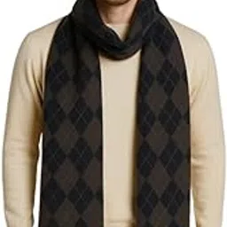 devil Woolen Muffler for Men – Soft Checked Scarf with Tassels | Warm & Stylish Winter Accessory (Free Size,Grey2)-picture-13