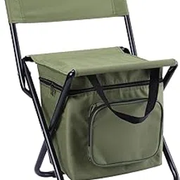 LEADALLWAY Foldable Camping Chair with Cooler Bag Compact Fishing Stool image 1