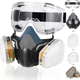 Respirator Mask with 6001 Filters, Reusable Face Gas Masks with Safety Glasses for Dust/Organic Vapor Perfect for Chemical, Painting, Paint, Painter, Mold, Resin, Welding and Sanding Work-picture-31
