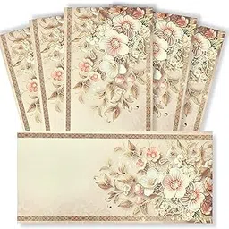 Fonsie cash shagun fancy design envelopes pack of 10 for gifting money on wedding gift, baby shower gift, shagun, family gatherings(Cream Flower)-picture-30
