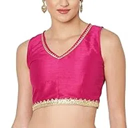 studio rasa Women's Plus Size Silk Blend Embellished Readymade Saree Blouse for Festive Wedding Party-picture-12