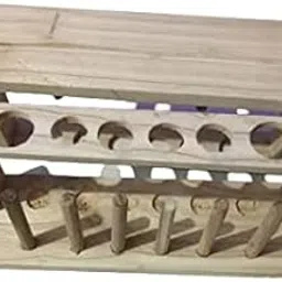 Test Tube Stand 6 Hole Wooden (Pk. of 2) Brand OM Labs-image-2