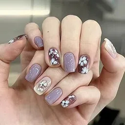 BUETIE Press-On Nails for Women & Girls | Reusable False Nails Kit | Easy DIY Nail Art | Stylish, Trendy & Quick Application for Special Occasions 24 Pcs_Multicolor-picture-58