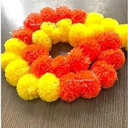 SPHINX Artificial Marigold Fluffy Flowers Garlands for Decoration -(Yellow and Dark Orange Patterned) No. of Pieces - (30 Flowers per String, 5)-picture-25