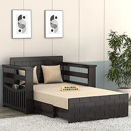 Roliwal Furniture Solid Sheesham Wooden Sofa Cums Bed with Mattresses for Living Room | Rosewood 2 Seater Sofa Cums Bed for Bedroom Without Pillow (Walnut BE, 2 Seater)-image-39