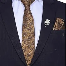 random stripe Men’s Premium Necktie Set with Matching Pocket Square & Rose Brooch – 9 Elegant Color Options | Formal Combo-picture-24