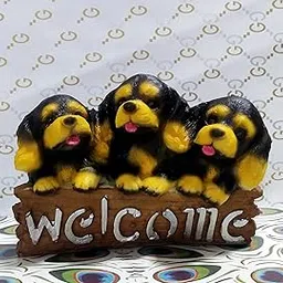 Sawcart Welcome Statue Figurine of 3 Cute Black Puppy Dog Animal Sculpture for Indoor/Outdoor, Garden Yard, Patio Decor-picture-25