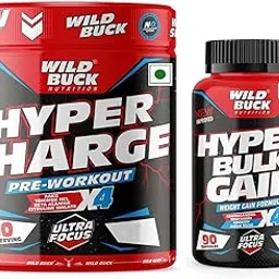 WILD BUCK Wild Pre-X4 Hardcore Pre-Workout Supplement with Creatine Monohydrate, Arginine AAKG, Beta-Alanine, Explosive Muscle Pump, Caffeinated Punch -For Men & Women [40 Servings, Wild Berries] + Wild Buck Hyper Bulk Gain Mass & Weight Gainer Capsule for Fast Weight & Muscle Gain - 90 Capsules-picture-15