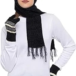 amoldo Women Warm and Soft Winter Woolen Muffler Cap, Attached Scarf Cap Combo for Girls and Women (Classic Plain)-picture-49