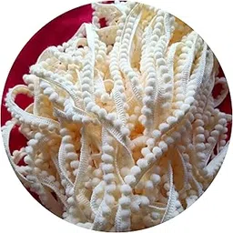 SaidDesign Mini Pom Pom Lace Trim, 1cm Wide, 9 Meters Length, for Sarees, Dresses, Blouses, Crafting, Decorations and Many More. Polyester Mini Pom Pom Trim (Cream)-picture-12